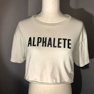Alphalete Cropped Logo Tee Medium White Athletic Gym Top
